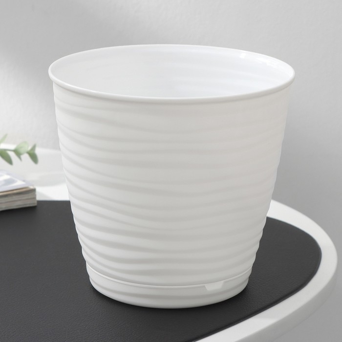 Горшок для цветов с поддоном Saffron, 1,5 л, d=14,6 см, h=13,5 см, пластиковый, цвет белый Горшок для цветов с поддоном Saffron, 1,5 л, d=14,6 см, h=13,5 см, пластиковый, цвет белый