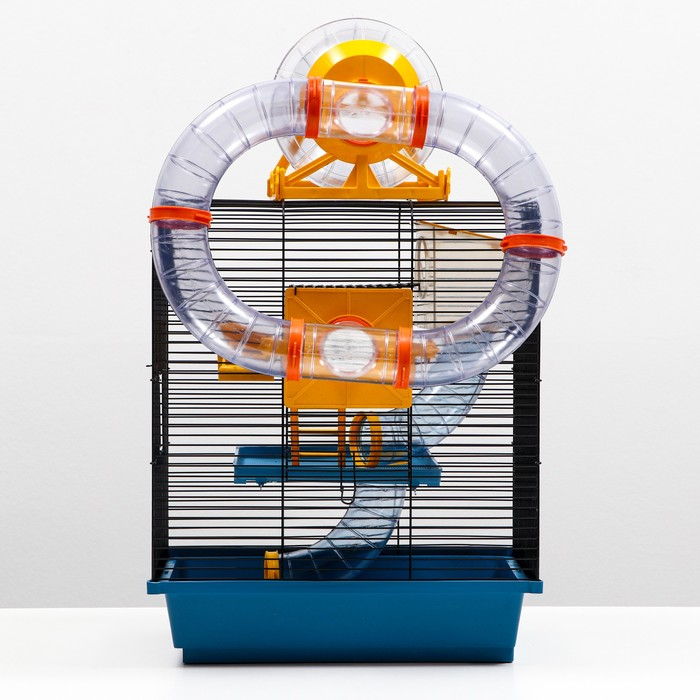 Клетка для грызунов трехярусная с лабиринтом и колесом, 39 x 29 х 64 см, микс цветов Клетка для грызунов трехярусная с лабиринтом и колесом, 39 x 29 х 64 см, микс цветов