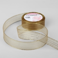 Лента капроновая, с люрексом, 25 мм &times; 9,1 &plusmn; 0,5 м, цвет золотой