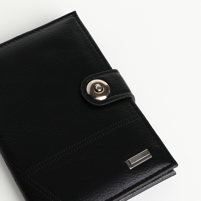 Обложка 2 в 1, для автодокументов и паспорта на магните, цвет чёрный Обложка 2 в 1, для автодокументов и паспорта на магните, цвет чёрный