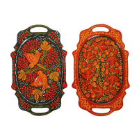 Поднос &laquo;Хохлома&raquo;, средний, ручная роспись, микс