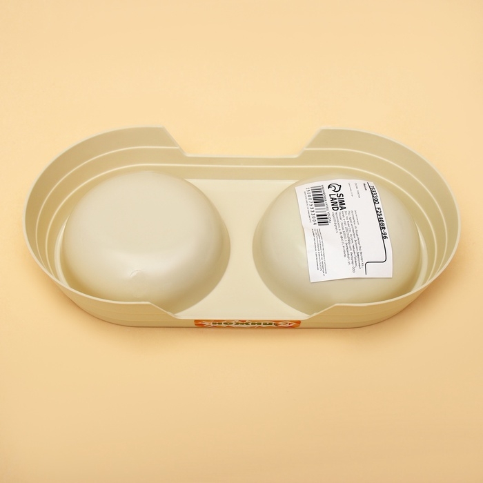 Миска пластиковая двойная Миска пластиковая двойная "Дуэт", 24 х 12,5 х 4,5 см, зелёная