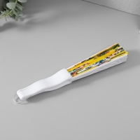 Веер пластик, текстиль "Лимонный орнамент" МИКС 23 см Веер пластик, текстиль "Лимонный орнамент" МИКС 23 см