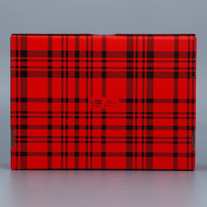 Коробка подарочная новогодняя складная &laquo;Клетка&raquo;, 30,7 х 22 х 9,5 см, Новый год