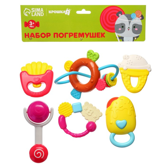 Набор погремушек &laquo;Сладости&raquo;, 6 шт., цвет МИКС, Крошка Я