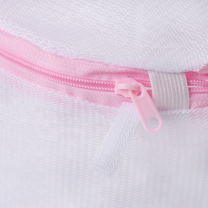 Мешок для стирки белья с диском Доляна, 15&times;15&times;19 см, мелкая сетка, цвет белый