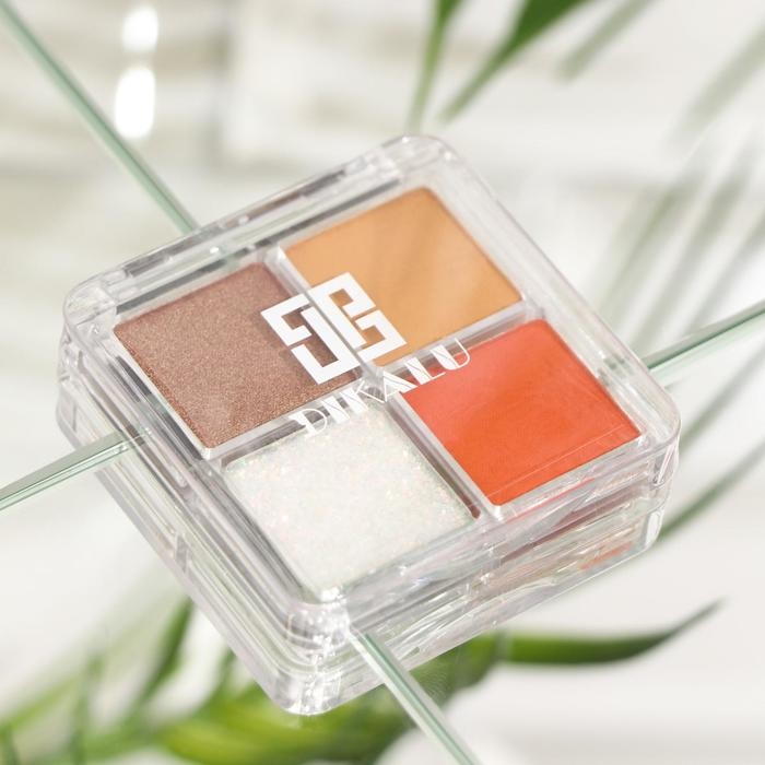 Палетка теней для век, с блёстками, 4 цвета Палетка теней для век, с блёстками, 4 цвета