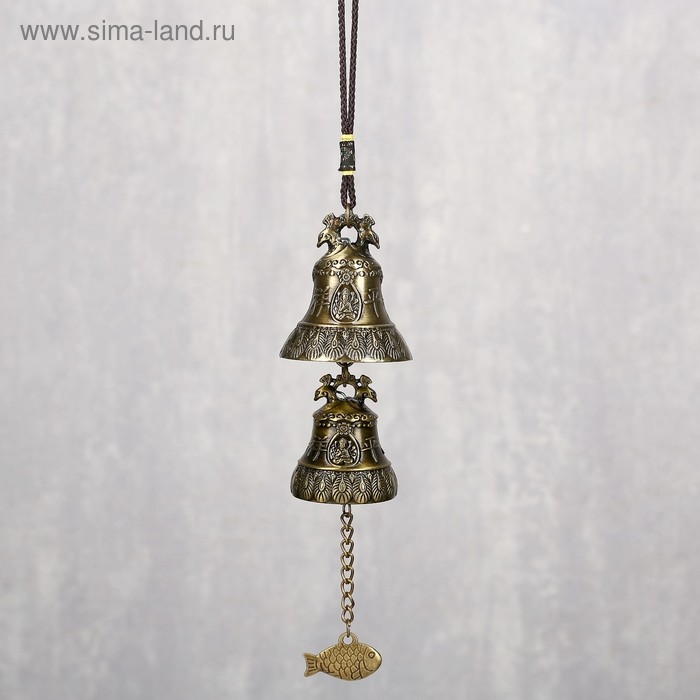 Колокольчик металл Колокольчик металл "Феникс и будда" 2 колокольчика d=5 и d=4,2 см 29х5х5 см
