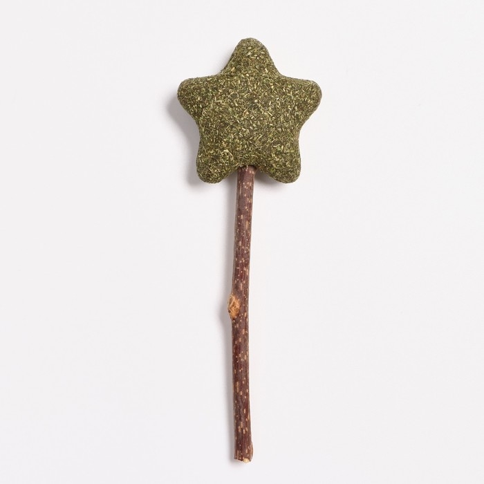 Игрушка для кошек из кошачьей мяты Игрушка для кошек из кошачьей мяты "Звезда" на палочке из мататаби, 13,5 см