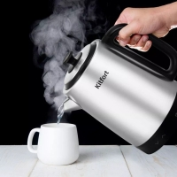 Чайник электрический Kitfort КТ-6198, металл, 1.7 л, 2200 Вт, чёрно-сребристый