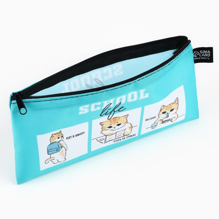 Пенал школьный текстильный &laquo;1 сентября: Котик в школе&raquo;, 20 х 8 см