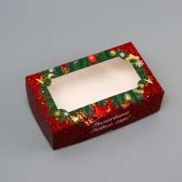 Новый год. Коробка складная, кондитерская упаковка с окном "С Новым Годом!", 25 х 15 х 7 см Новый год. Коробка складная, кондитерская упаковка с окном "С Новым Годом!", 25 х 15 х 7 см