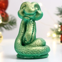 Новый год. Символ 2025. Фигура "Змея Полоз" светло-зеленая, 6х5см
