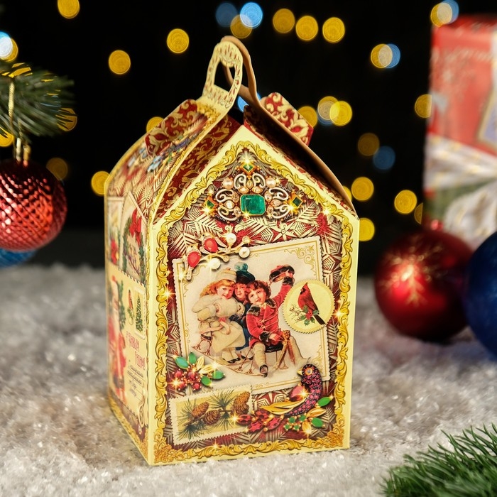 Новый год. Коробка подарочная складная "Столичный" 12 х 12 х 17 см.