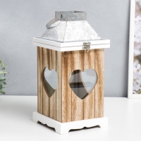 Подсвечник дерево, стекло "Фонарик любви" 15х15х30,5 см Подсвечник дерево, стекло "Фонарик любви" 15х15х30,5 см