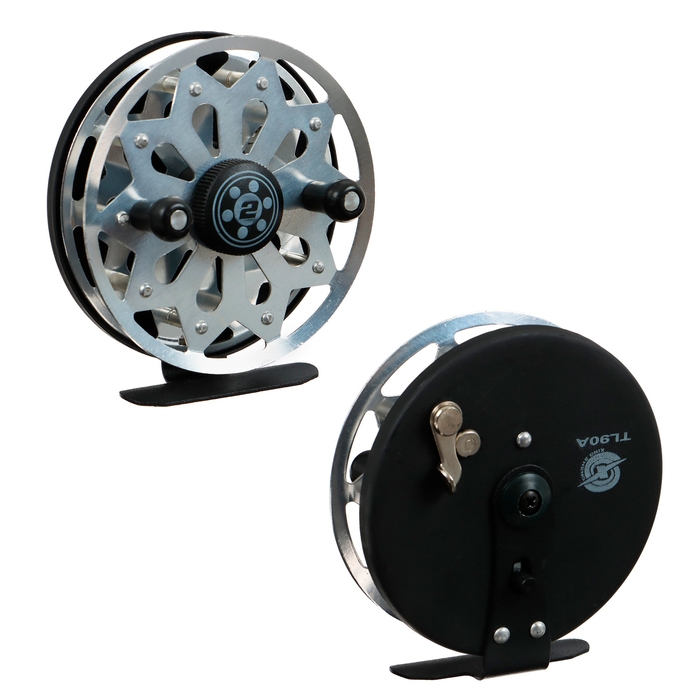 Катушка инерционная, 2 подшипника, металл, диаметр 9 см, цвет серебристый, TL90A