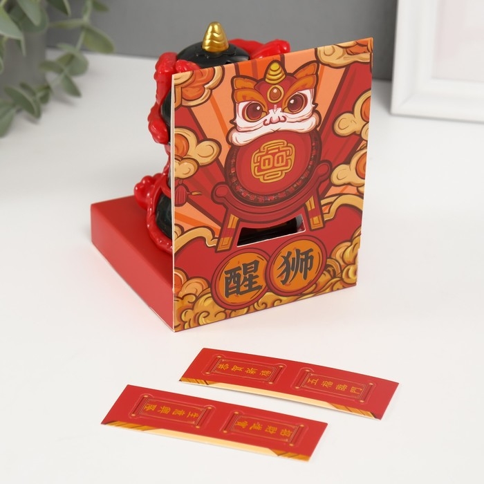 Маятник пластик Маятник пластик "Китайский лев" красно-чёрный 8,5х7,3х8,5 см