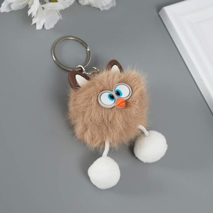 Пушистик на кольце Пушистик на кольце "Косые глазки" коричневый 9,5х6х6 см