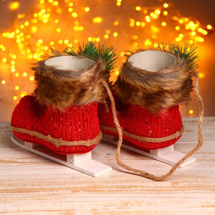 Конфетница &laquo;Сапожок&raquo;, на лыже, набор 2 шт., цвета МИКС