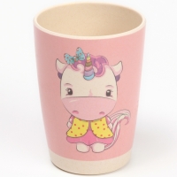 Набор бамбуковой посуды &laquo;Единорог&raquo;, тарелка, миска, стакан, приборы, 5 предметов