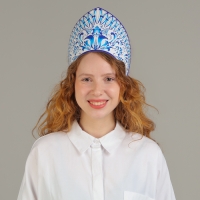 Кокошник &laquo;Голубые узоры на белом&raquo;, картон, ламинат