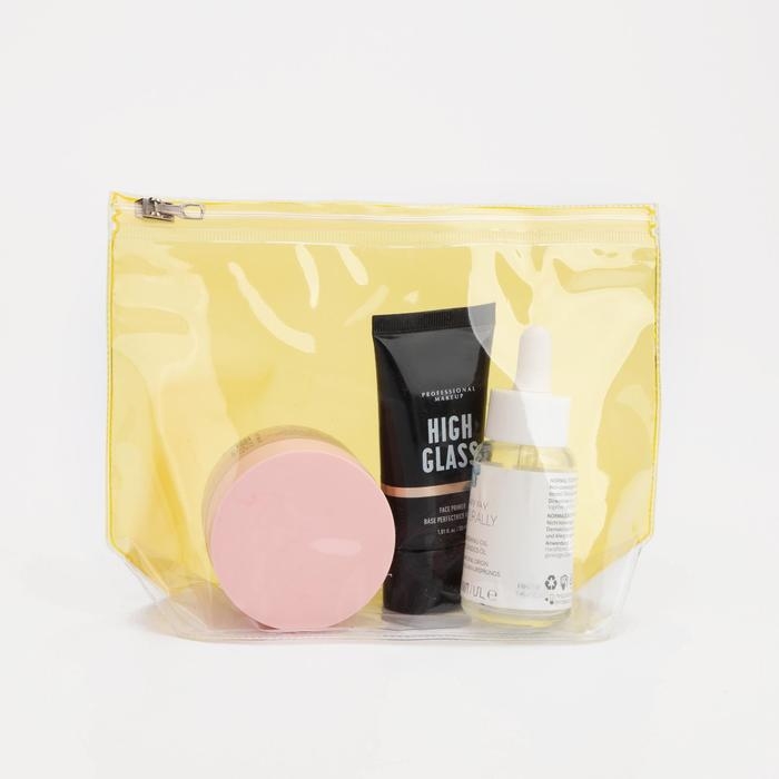 Косметичка с застежкой зип-лок, цвет прозрачный/жёлтый Косметичка с застежкой зип-лок, цвет прозрачный/жёлтый