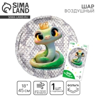 Новый год. Воздушный шар фольгированный 18" &laquo;Змейка&raquo;, круг, с подложкой
