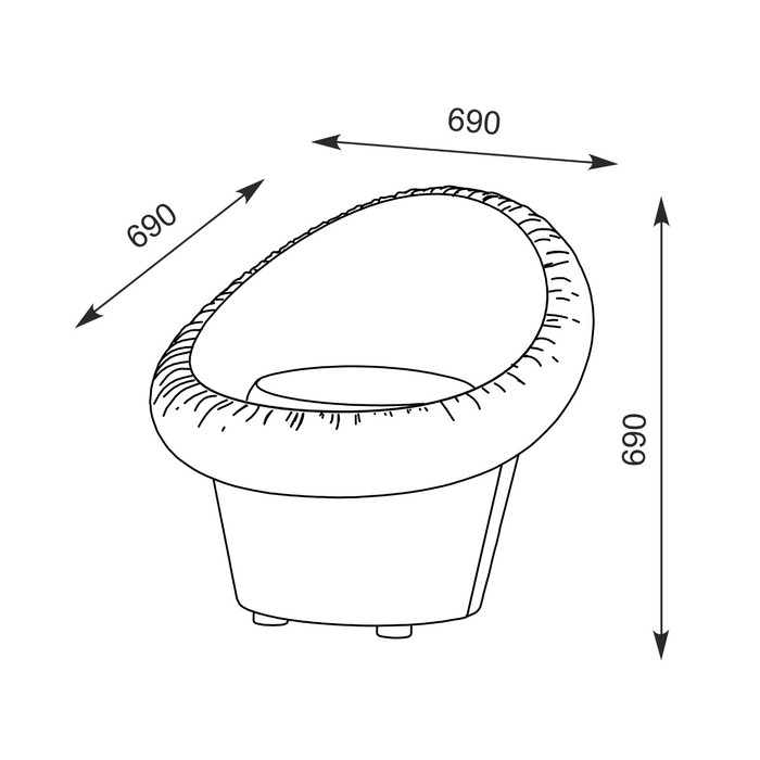 Банкетка, 690х690х690, Кожзам бежевый
