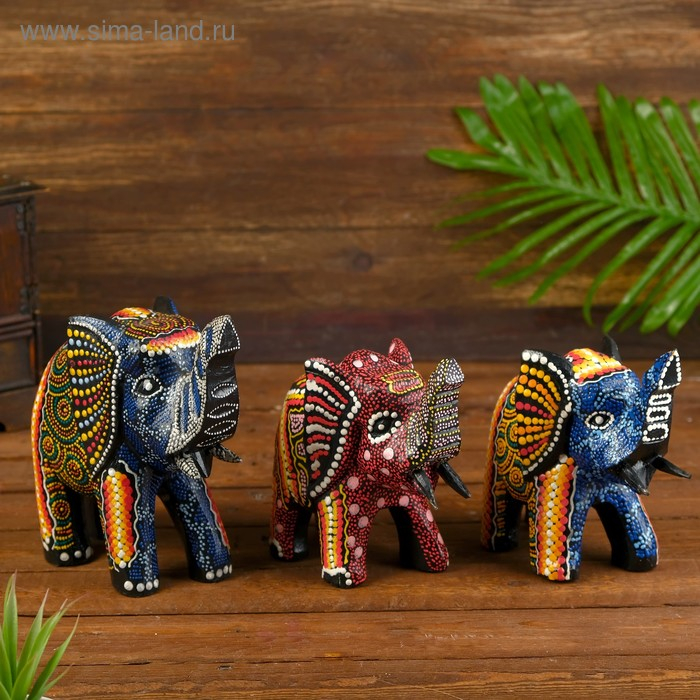 Сувенир дерево "Слон с точечным узором" 15х8х18 см, микс