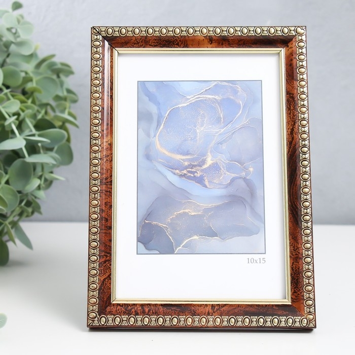 Фоторамка пластик Фоторамка пластик "Камея" 10x15 см, карельская берёза