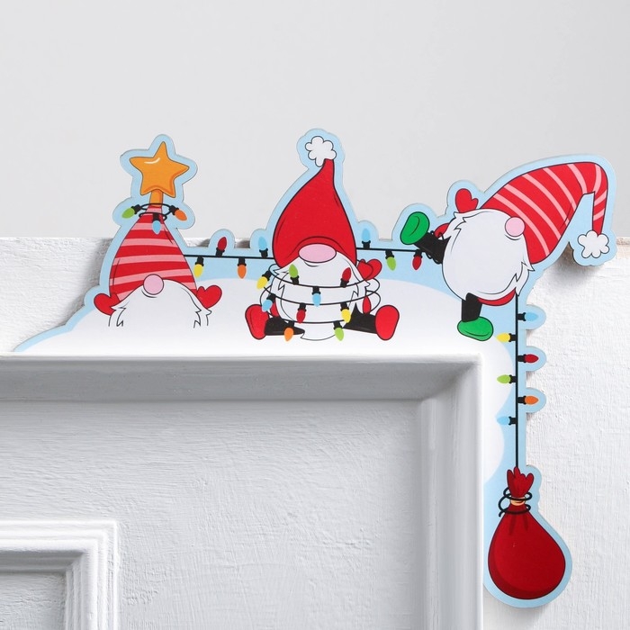 Декор на раму двери новогодний «Гномы», на Новый год, 25,5 х 20,4 см Декор на раму двери новогодний «Гномы», на Новый год, 25,5 х 20,4 см