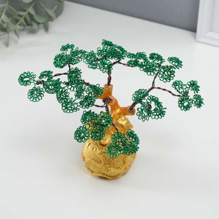 Сувенир полистоун, металл Сувенир полистоун, металл "Дерево жизни в мешке" зелёное 6х17х17 см