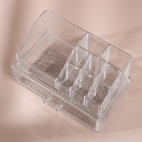 Органайзер для хранения, 9 секций, с выдвижным ящиком, 18,5 × 10 × 11,5 см, в картонной коробке, цвет прозрачный Органайзер для хранения, 9 секций, с выдвижным ящиком, 18,5 × 10 × 11,5 см, в картонной коробке, цвет прозрачный