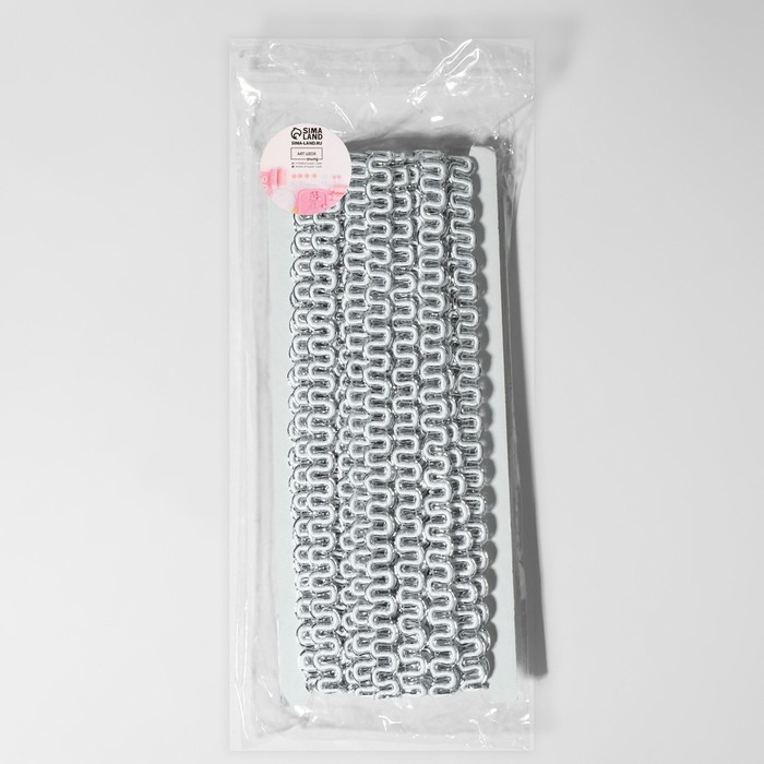 Тесьма декоративная «Волна», 10 мм, 10 ± 1 м, цвет серебряный/белый Тесьма декоративная «Волна», 10 мм, 10 ± 1 м, цвет серебряный/белый