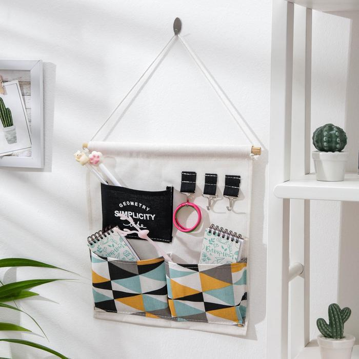 Органайзер подвесной с карманами Доляна «Рио», 3 отделения, 32×34,5 см, цвет бирюзовый Органайзер подвесной с карманами Доляна «Рио», 3 отделения, 32×34,5 см, цвет бирюзовый