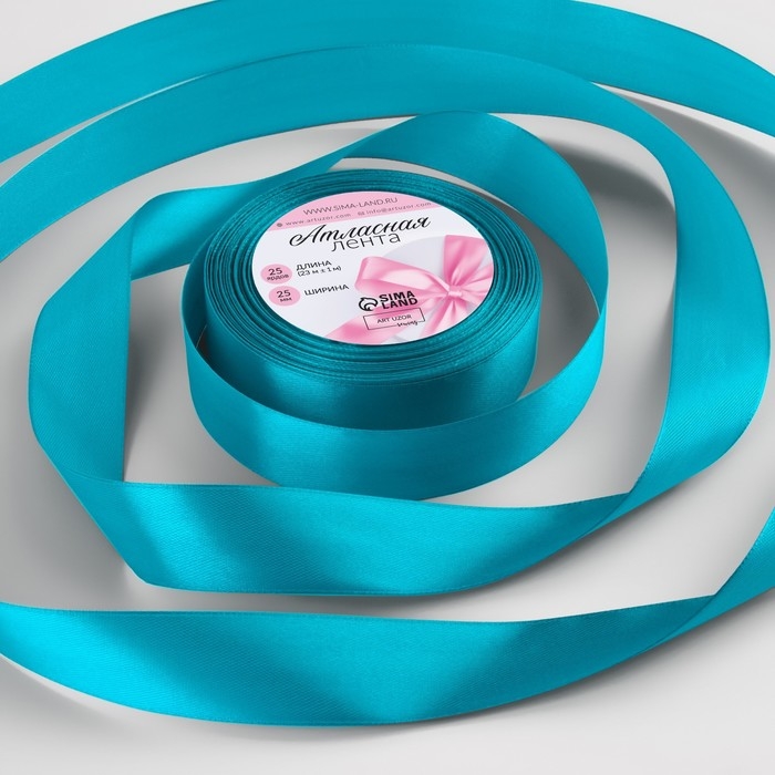 Лента атласная, 25 мм × 23 ± 1 м, цвет морская волна №47 Лента атласная, 25 мм × 23 ± 1 м, цвет морская волна №47