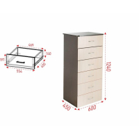 Комод №5, 600х450х1250, Венге темный/Венге светлый Комод №5, 600х450х1250, Венге темный/Венге светлый
