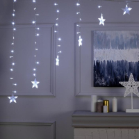 Гирлянда «Бахрома-арка» 2.5 × 1.2 м с насадками «Звёзды», IP20, прозрачная нить, 136 LED, свечение белое, 8 режимов, 220 В Гирлянда «Бахрома-арка» 2.5 × 1.2 м с насадками «Звёзды», IP20, прозрачная нить, 136 LED, свечение белое, 8 режимов, 220 В