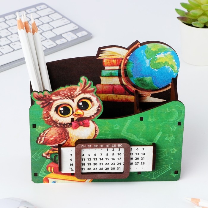Органайзер для канцелярии с вечным календарём &laquo;Сова&raquo;