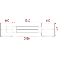 Тумба ТВ Инкастро 2580х610х373, цвет белый / бетон светлый ЛДСП Тумба ТВ Инкастро 2580х610х373, цвет белый / бетон светлый ЛДСП