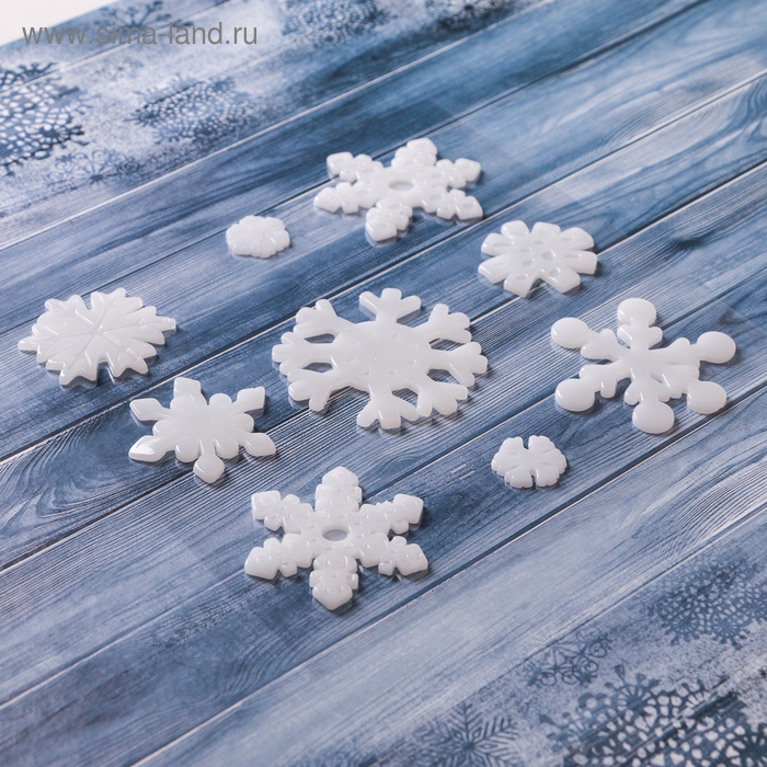 Наклейка на стекло "Снежиночки белые" (набор 9 шт) 18,5х18,5 см