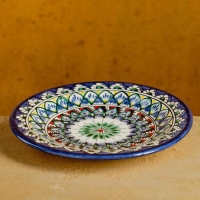 Тарелка Риштанская Керамика "Цветы", синяя, плоская, 17 см, микс Тарелка Риштанская Керамика "Цветы", синяя, плоская, 17 см, микс