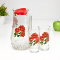 Набор питьевой &laquo;Букеты&raquo;, 3 предмета: кувшин 1,7 л, стаканы 230 мл, 2 шт, рисунок МИКС