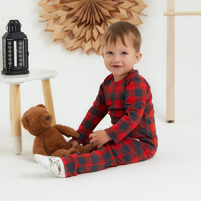 Костюм: джемпер и брюки Крошка Я Костюм: джемпер и брюки Крошка Я "Клеточка", рост 74-80 см, красный