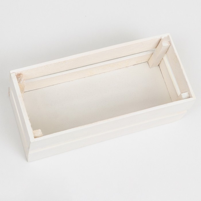 Кашпо деревянное, двухреечное, белое, 24, 5х 11,5 х 9 см