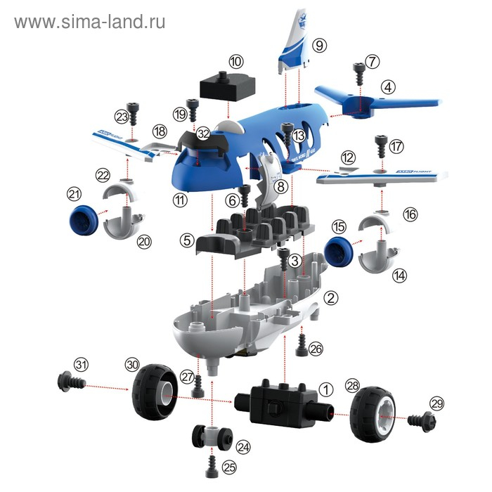 Конструктор-винтовой радиоуправляемый &laquo;Самолёт&raquo;, с электрическим шуруповёртом, 32 детали