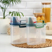 Контейнер пластиковый для хранения сыпучих продуктов с дозатором, 1 кг, 17×10,5×22 см, цвет прозрачный Контейнер пластиковый для хранения сыпучих продуктов с дозатором, 1 кг, 17×10,5×22 см, цвет прозрачный