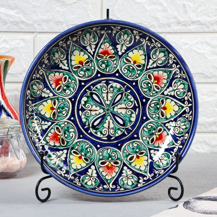 Ляган Риштанская Керамика Ляган Риштанская Керамика "Узоры", 25 см, синий микс