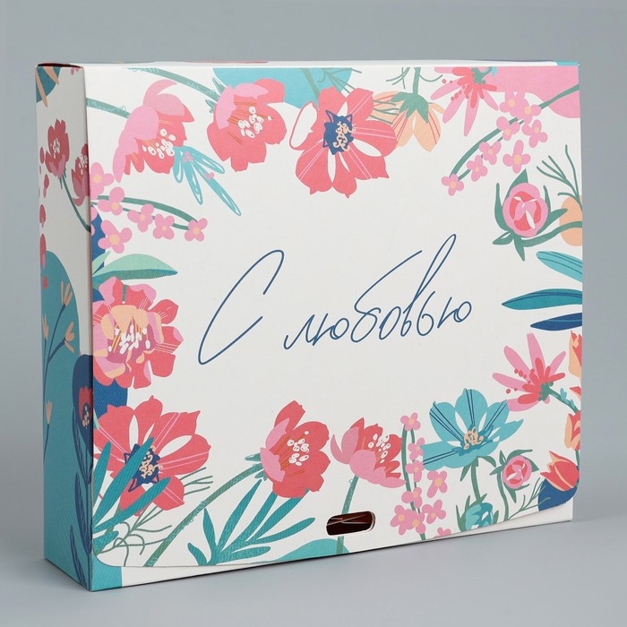 Коробка подарочная складная двухсторонняя, упаковка, &laquo;Цветы&raquo;, 20 х 18 х 5 см