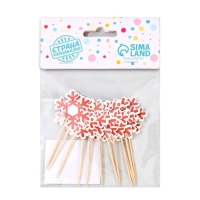 Шпажки для канапе &laquo;Снежинка&raquo;, набор 12 шт., цвет красный